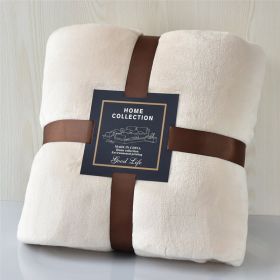 Nap Travel Solid Color Flannel Thickened Blanket (Option: Beige-150x200cm)