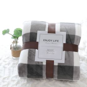 Nap Travel Solid Color Flannel Thickened Blanket (Option: Printed Gray Plaid-180X200cm)