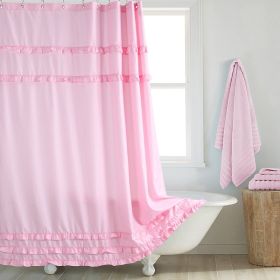 Fashion And Environment-friendly Polyester Fabrics Thickened Shower Curtain (Option: Pink Small Lace-240CM Wide X172CM High)