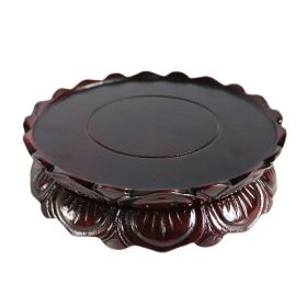 Wood Carving Guanyin Lotus Base (Option: Top Inner Diameter 12)